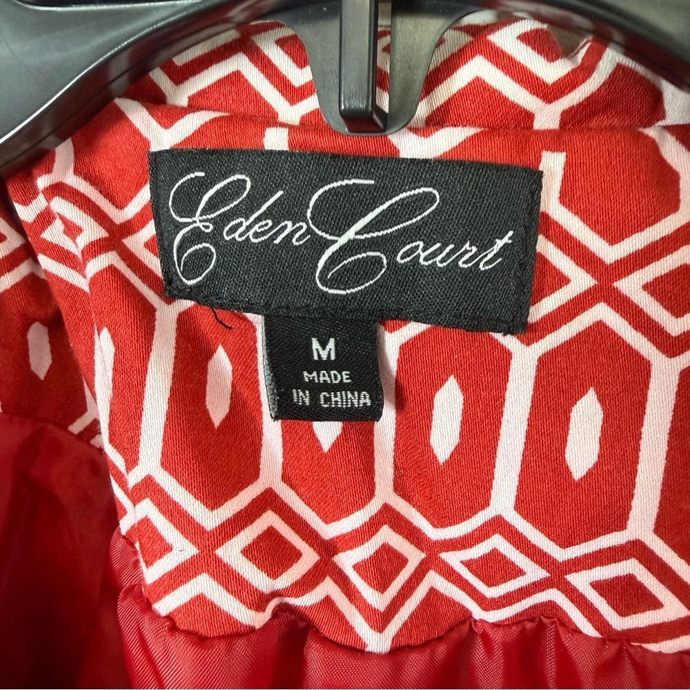 Eden Court Geo Print Peacoat Mod Retro Bell Sleeve Jacket Medium - Picture 5 of 8